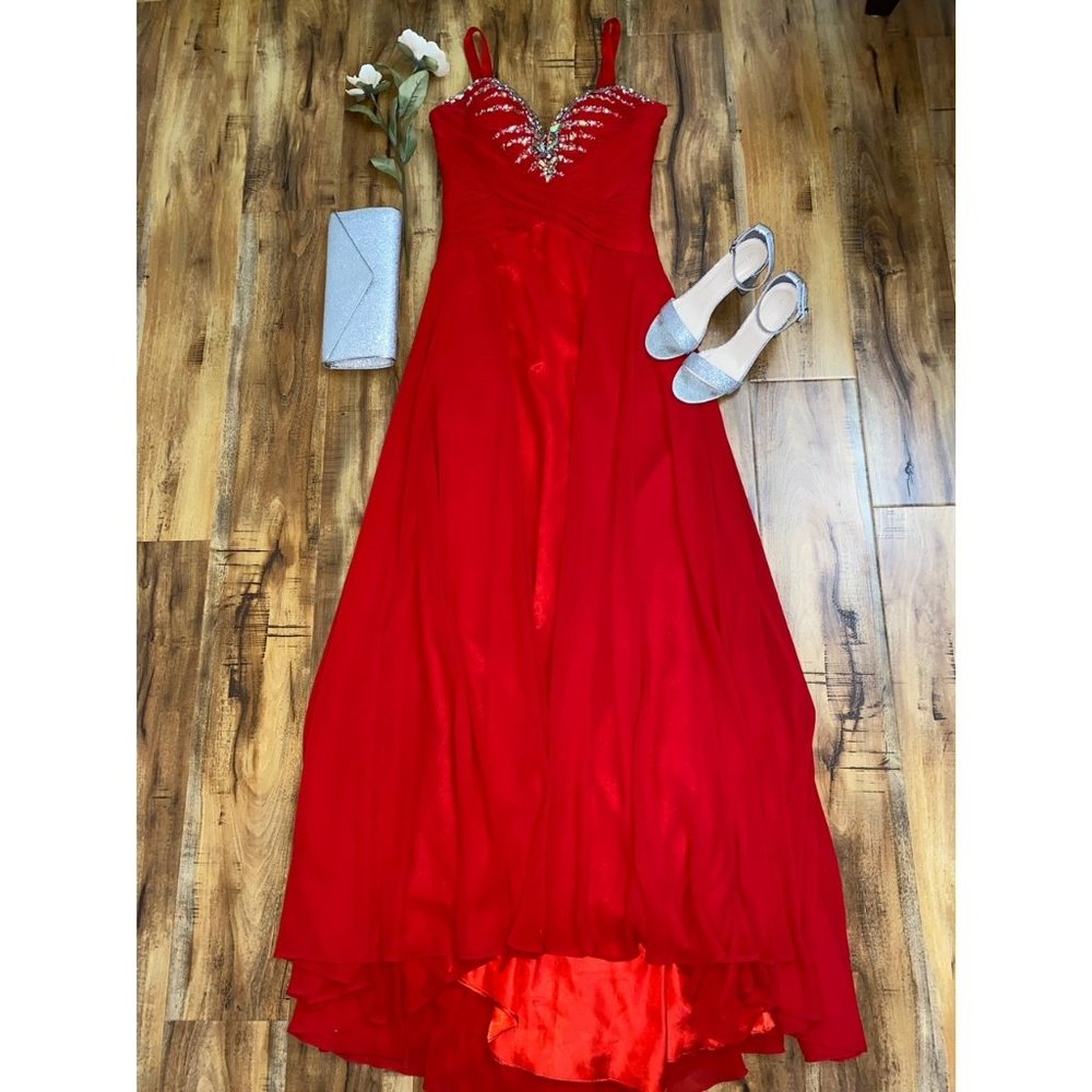 Tony Bowls Red Floor Length Prom Dress